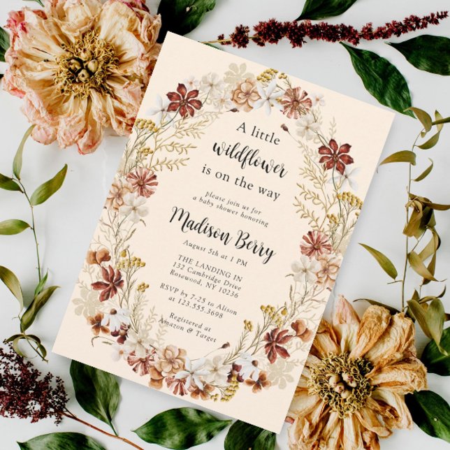 Vattencolor Boho WildblomBaby Shower Inbjudningar (Skapare uppladdad)