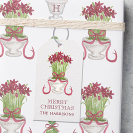 Vattencolor Burgundy Amaryllis jul Presentetikett