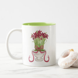 Vattencolor Burgundy Amaryllis jul Två-Tonad Mugg