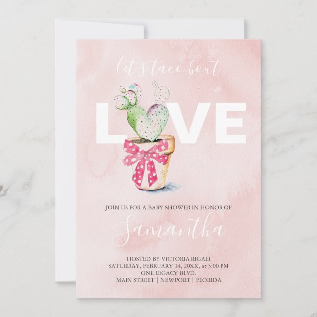 Vattencolor Cactus Galantine Baby Shower (Framsida)