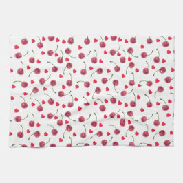 Vattencolor Cherry Heart Kökshandduk