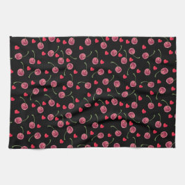 Vattencolor Cherry Heart Kökshandduk
