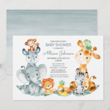 Vattencolor Cute Safari Jungle Baby Shower