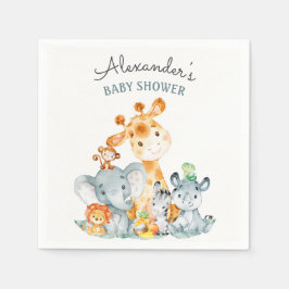 Vattencolor Cute Safari Jungle Baby Shower Pappersservett