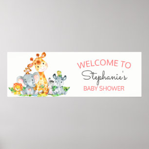 Vattencolor Cute Safari Jungle Baby Shower Poster