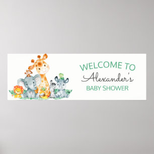 Vattencolor Cute Safari Jungle Baby Shower Poster