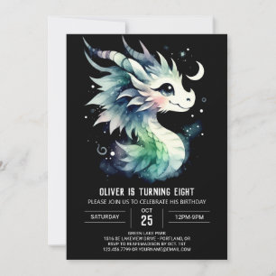 Vattencolor Dragon Birthday Children Inbjudningar