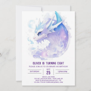 Vattencolor Dragon Birthday Inbjudningar