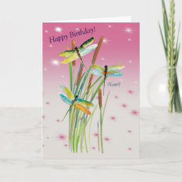 Vattencolor Dragonfly Rosa Personlig Stationery Anteckningskort