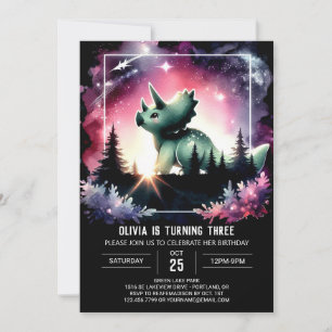Vattencolor Elegance Triceratops Birthday Inbjudningar