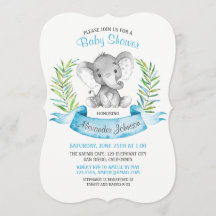 Vattencolor Elephant Boy Baby Shower