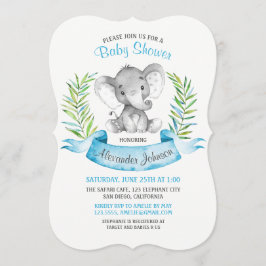 Vattencolor Elephant Boy Baby Shower Inbjudningar