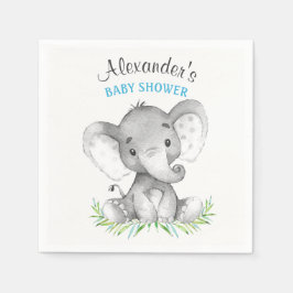 Vattencolor Elephant Boy Baby Shower Pappersservett