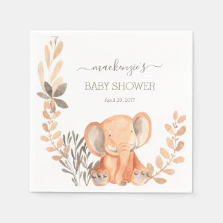 Vattencolor Elephant Safari Baby Shower Pappersservett
