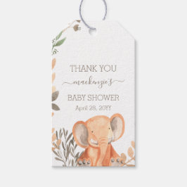 Vattencolor Elephant Safari Baby Shower Presentetikett