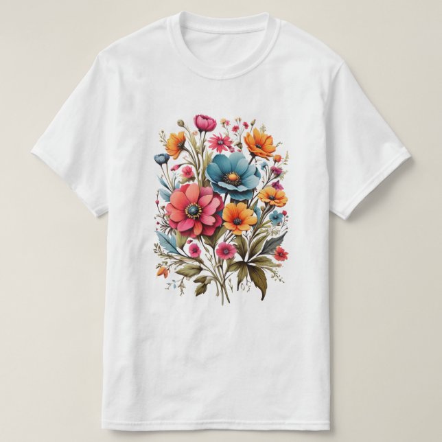Vattencolor Flower Bouquet T-Shirt (Design framsida)