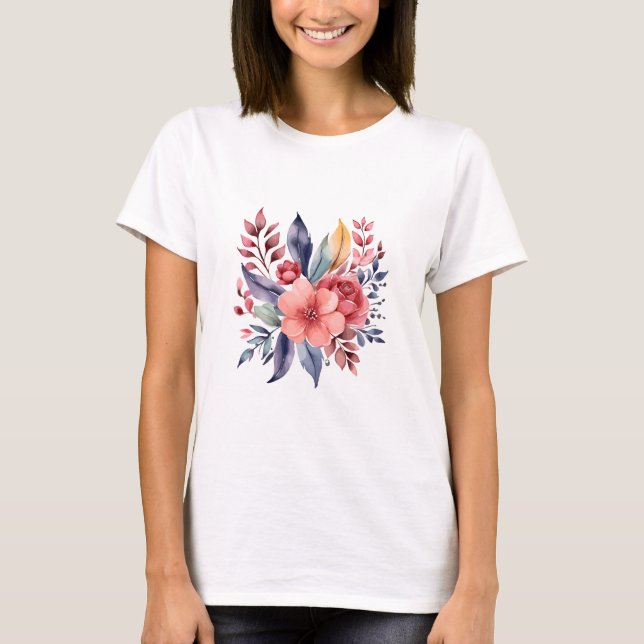 Vattencolor Flower Bouquet T-Shirt (Framsida)