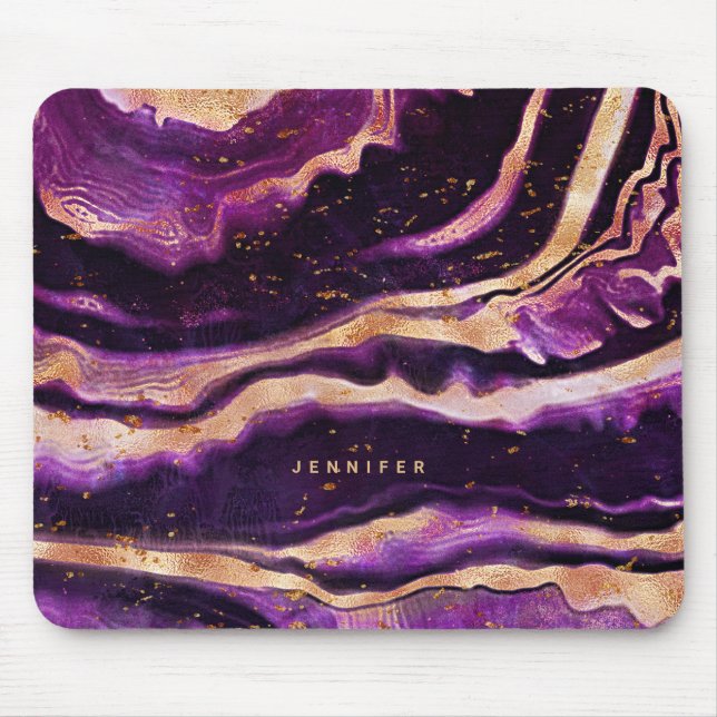 Vattencolor Geode Lila Rosa Guld Abstrakt Agate Musmatta (Framsidan)