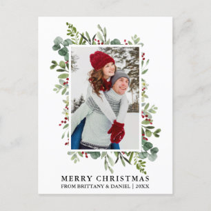 Vattencolor Greenery Berries par jul Vykort