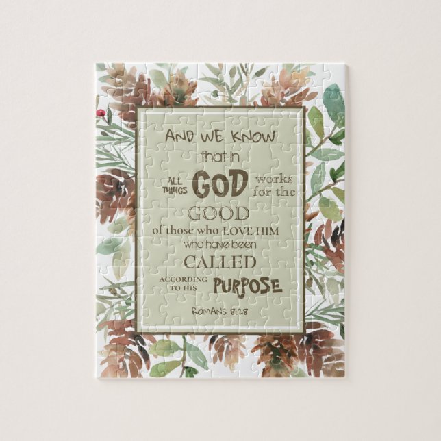 Vattencolor Greenery Bible Verse Pussel (Vertikal)