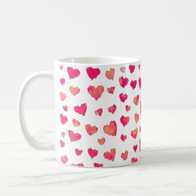 Vattencolor Heart Mönster Art Kaffemugg (Vänster)