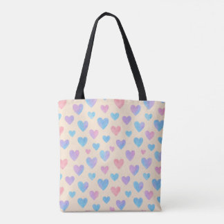 Vattencolor Heart Mönster Canvas Bag Tygkasse