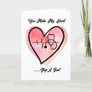 Vattencolor Heart Nurse Valentines day Helgkort