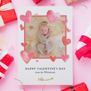 Vattencolor Heart Ram Photo Valentine Julkort