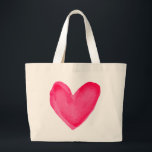Vattencolor Heart Rosa Red Kärlek Jumbo Tygkasse<br><div class="desc">Lägg lite kärlek till ditt liv med det här charmerande miljövänliga hjärtat. Den här söta tonen har ett handmålat vattenfärgshjärta som kompletterar rosans och rödfärgade nyanser. Heart tote bags är perfekt för * upptagen mammor, pappor, barn * strand- och gymsäckar * miljövänliga shopping bag * gåvor - födelsedagar, helgdagar, julklappar...</div>