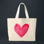 Vattencolor Heart Rosa Red Kärlek Jumbo Tygkasse<br><div class="desc">Lägg lite kärlek till ditt liv med det här charmerande miljövänliga hjärtat. Den här söta tonen har ett handmålat vattenfärgshjärta som kompletterar rosans och rödfärgade nyanser. Heart tote bags är perfekt för * upptagen mammor, pappor, barn * strand- och gymsäckar * miljövänliga shopping bag * gåvor - födelsedagar, helgdagar, julklappar...</div>