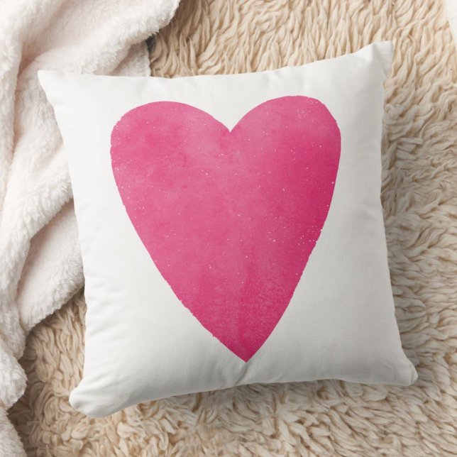 Vattencolor Heart Valentine Pillow - Rosa Kudde (Skapare uppladdad)