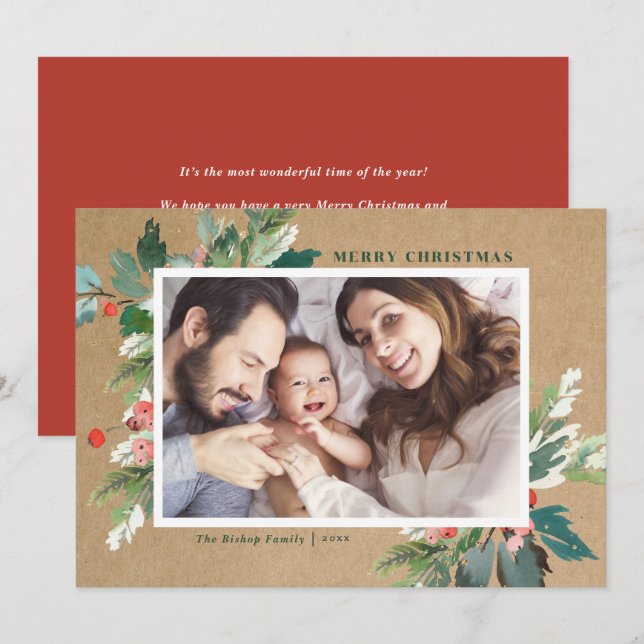 Vattencolor Hollies Kraft Pappert botaniskt foto (Fram/baksida)