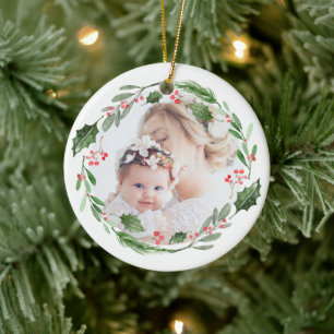 Vattencolor Holly Greenery Wandejul Photo Julgransprydnad Keramik