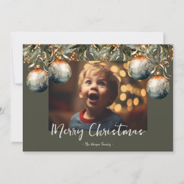 Vattencolor Holly Ornament Photo Julkort