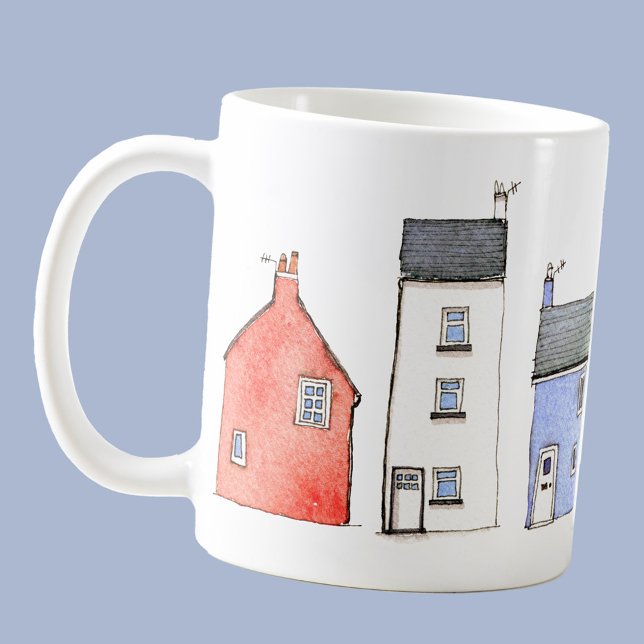 Vattencolor House Art Kaffemugg (Watercolor house art coffee mug for real estate letting agent client customer gift)