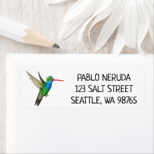 Vattencolor Hummingbird ANPASSNINGSBAR Mailing Adr Returadress Etikett