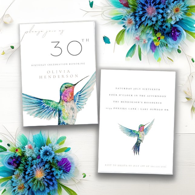 Vattencolor Hummingbird ANY Birthday Call (Skapare uppladdad)