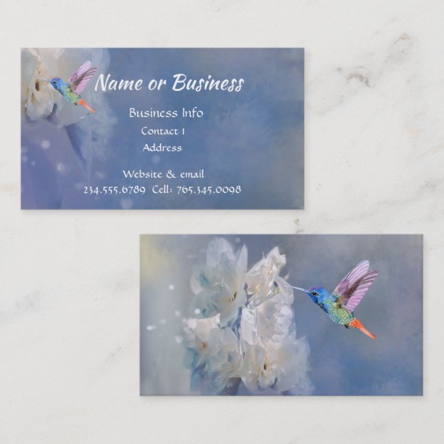 Vattencolor Hummingbird Bird, Nature, Wildlife Visitkort (Fram/baksida)
