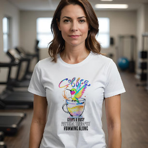 Vattencolor Hummingbird Busy Coffee Älskare Cheerf T Shirt