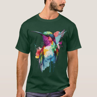 Vattencolor Hummingbird Colorful Bird Watcher frie T Shirt