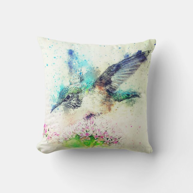 Vattencolor Hummingbird  Kudde (Framsida)