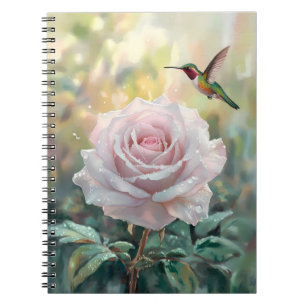 Vattencolor Hummingbird och Rosa ros Anteckningsbok