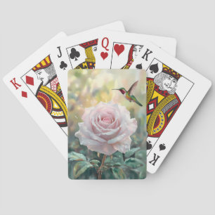 Vattencolor Hummingbird och Rosa ros Casinokort
