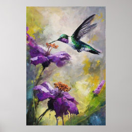 Vattencolor Hummingbird Poster - Lila Garden Bird