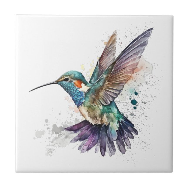 Vattencolor Hummingbird Tile Kakelplatta (Framsidan)