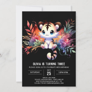 Vattencolor Jungle Tiger Birthday Inbjudningar