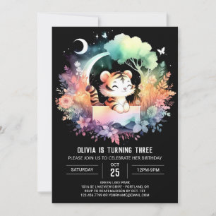 Vattencolor Jungle Tiger Birthday Inbjudningar