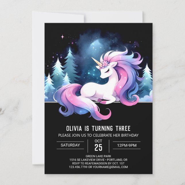 Vattencolor Kids Horse Birthday Inbjudningar (Framsida)