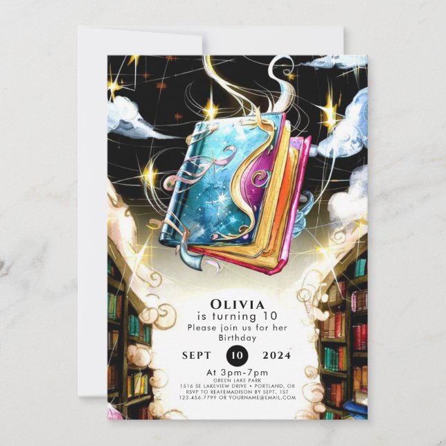 Vattencolor Kids Pastel Storybook Birthday Inbjudningar (Framsida)