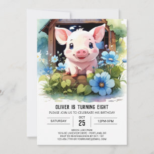Vattencolor Kids' Piglet Barnyard Birthday Inbjudningar